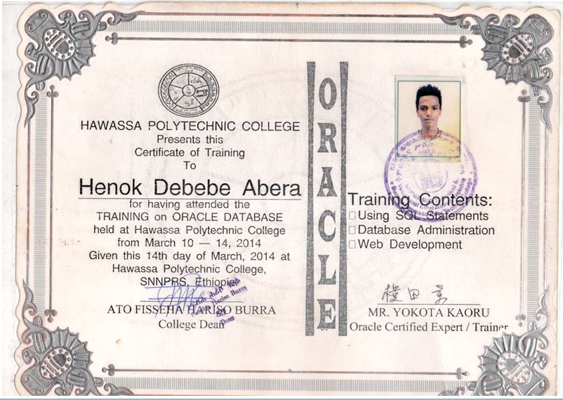 Oracle Certificate